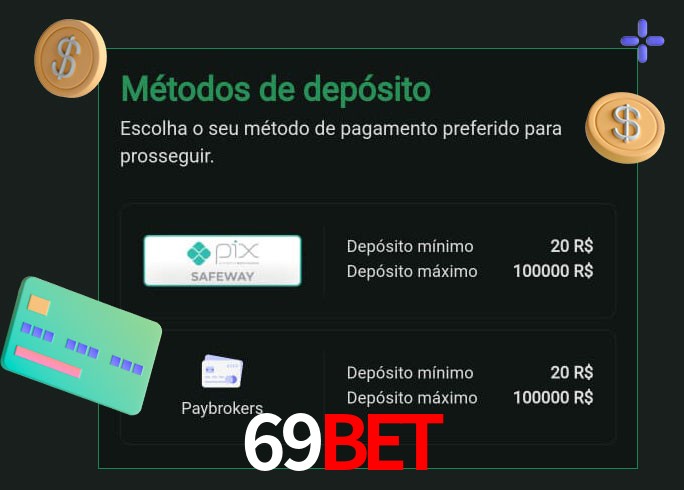 O cassino 69Bet oferece uma grande variedade de métodos de pagamento